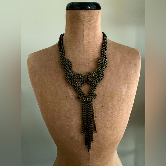 Metal necklace, bronze color. Clasp closure, adjustable length (plus/minus 2”). - Picture 1 of 2